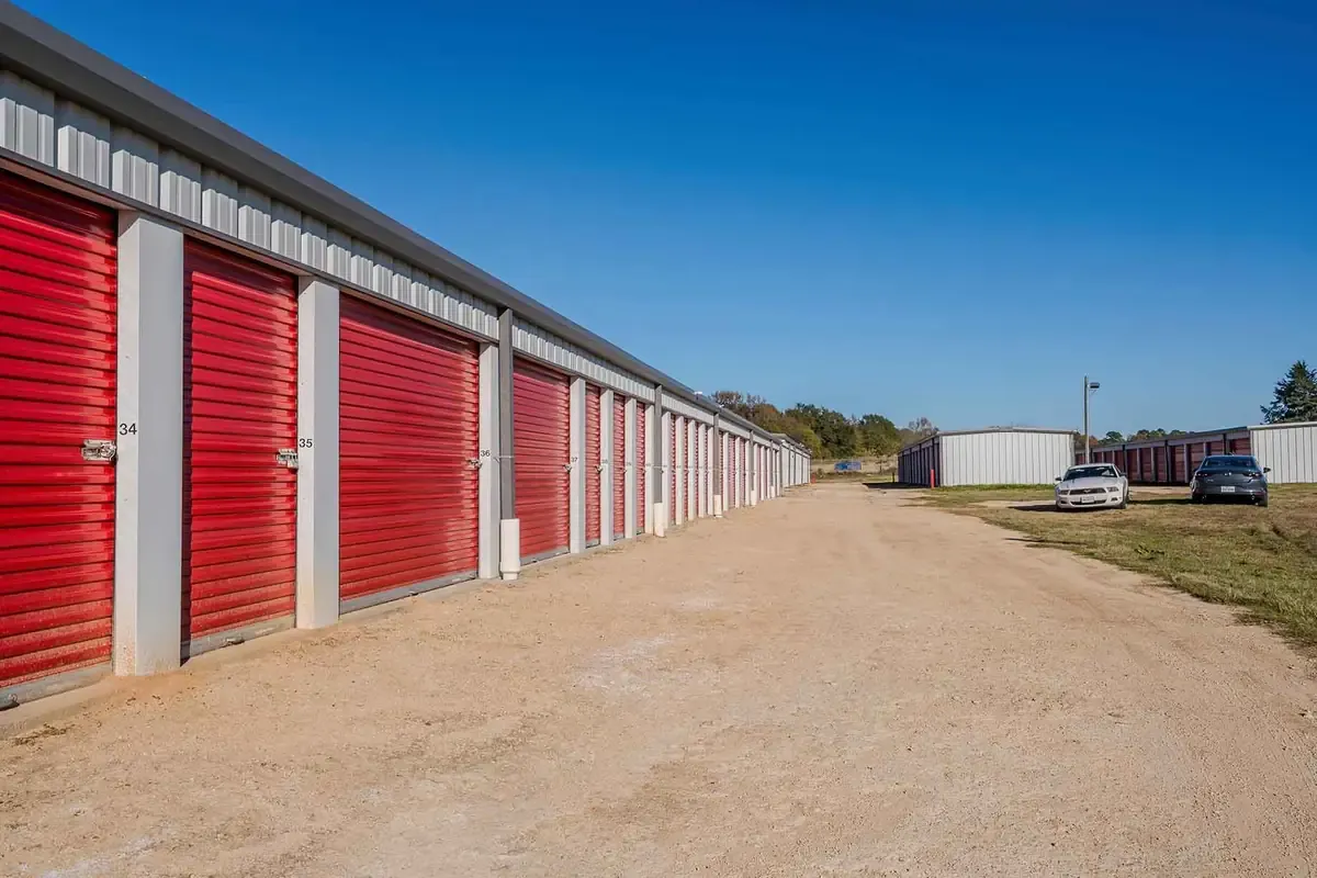 storage units along gravel road