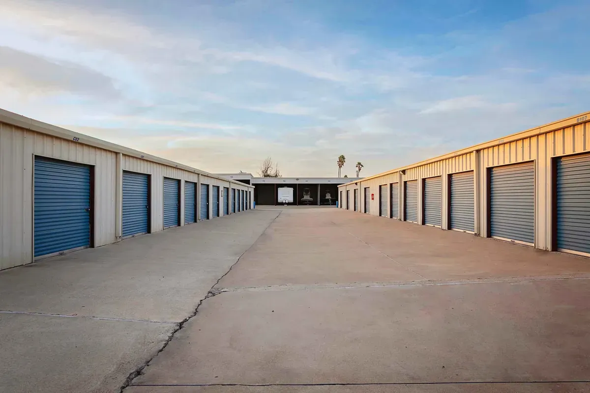 storage units on paved road