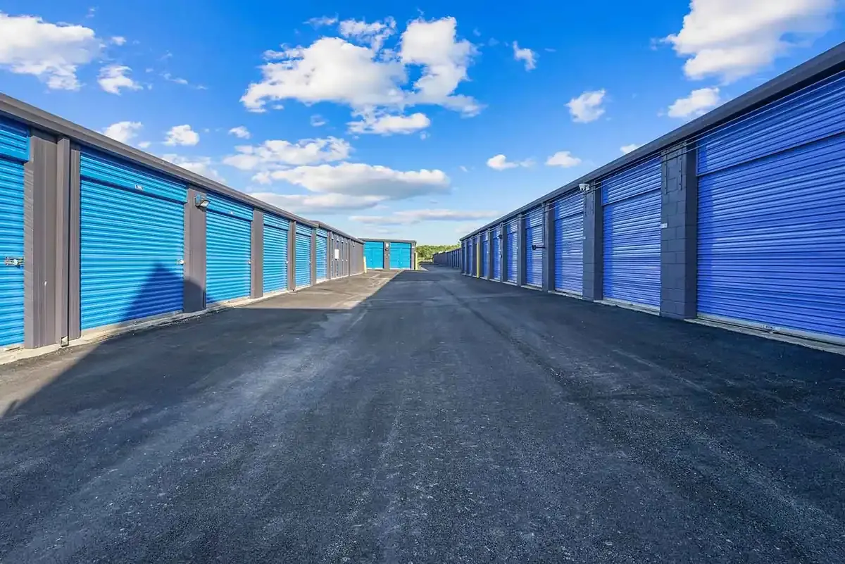 storage units along paved road