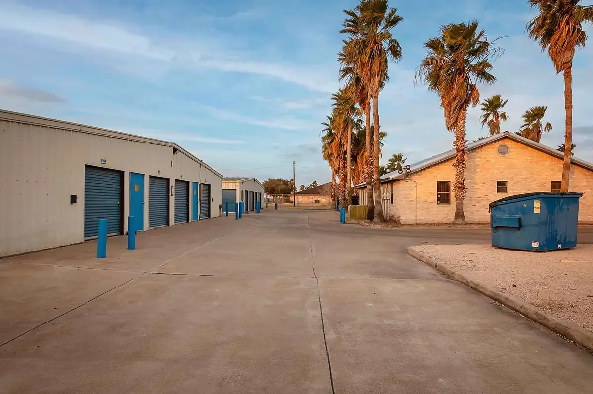 storage units and palm trees