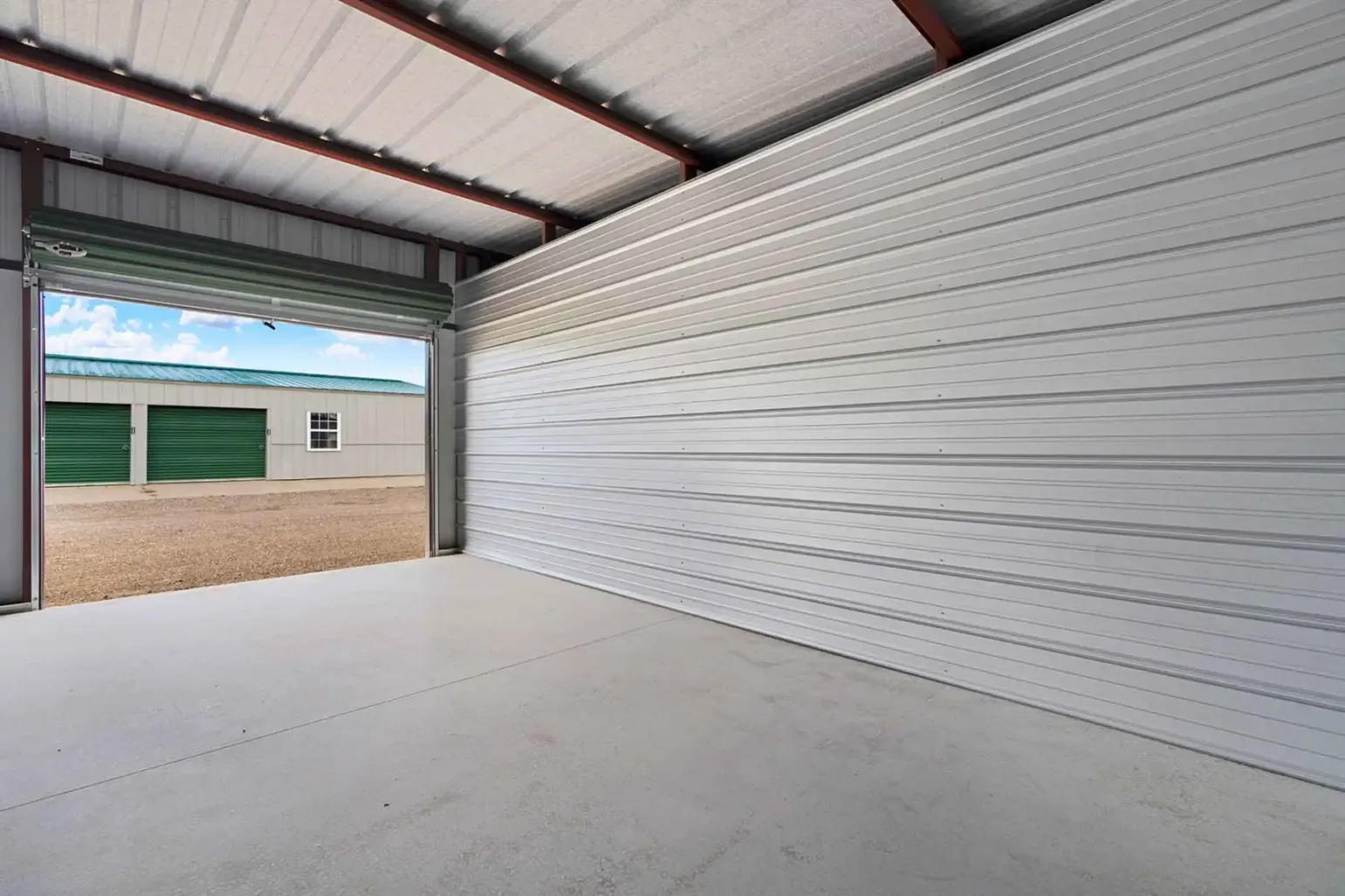 Inside view of drive up units at KO Storage