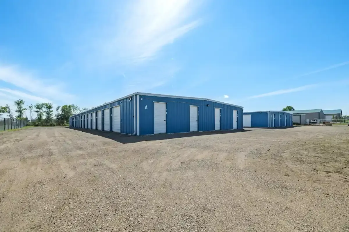 Aerial view of drive up units at KO Storage