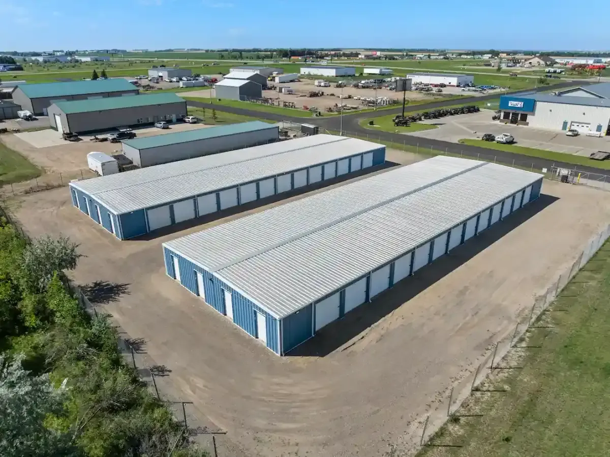 Aerial view of drive up units at KO Storage