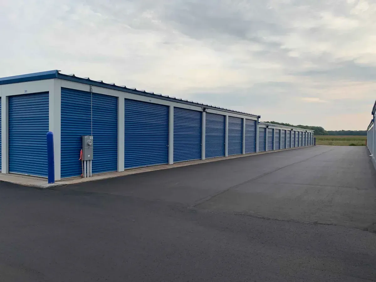 A row of tall storage units.