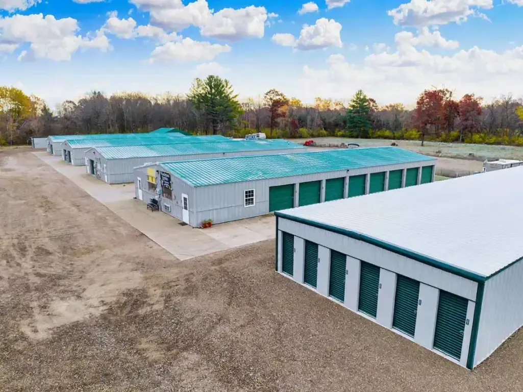 Aerial view of drive up units at KO Storage