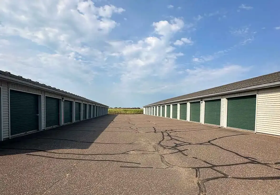 storage units on paved path