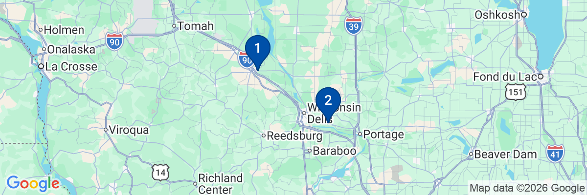 Map showing facility locations