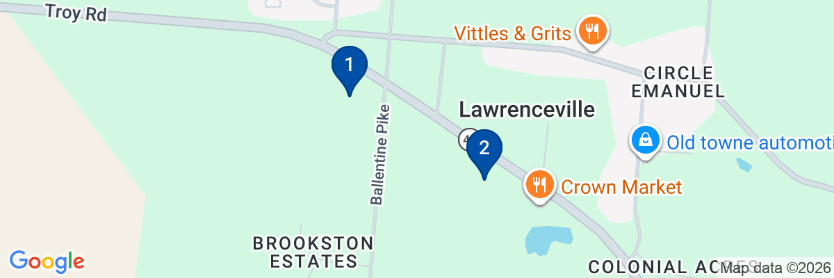 Map showing facility locations