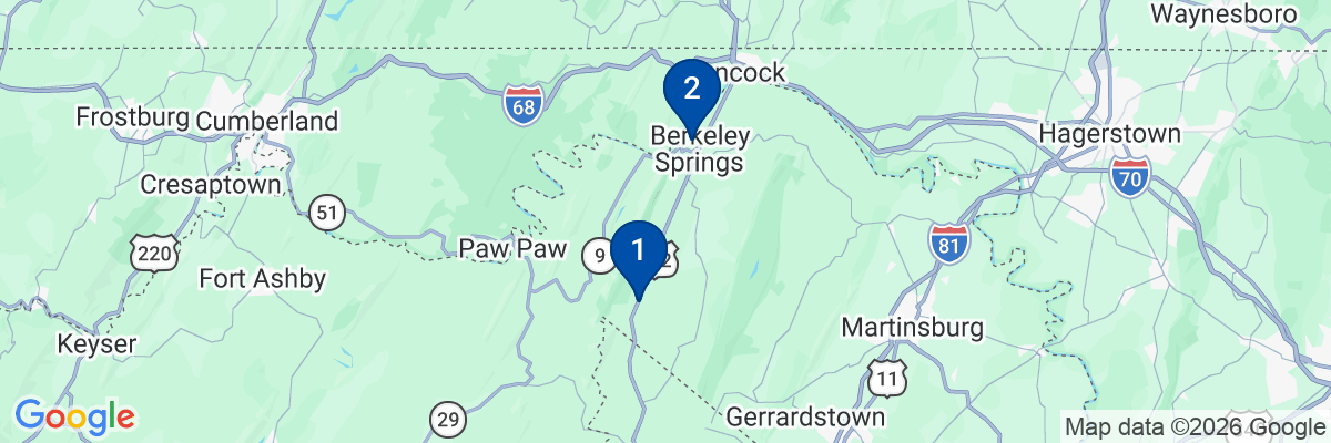 Map showing facility locations