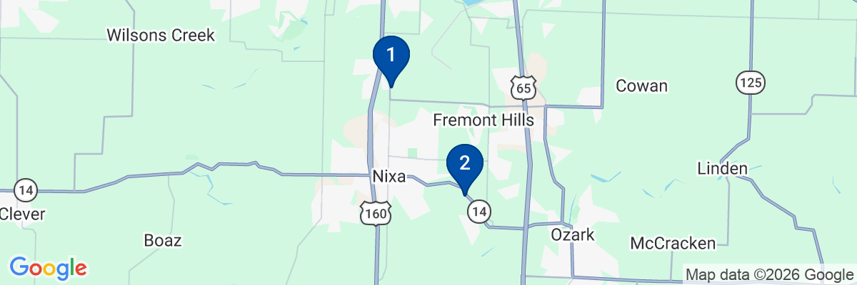 Map showing facility locations