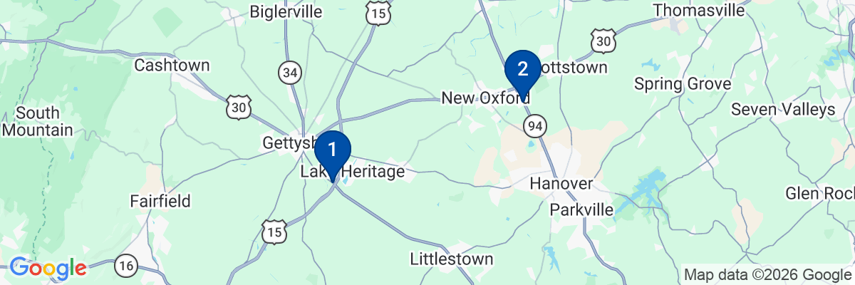 Map showing facility locations