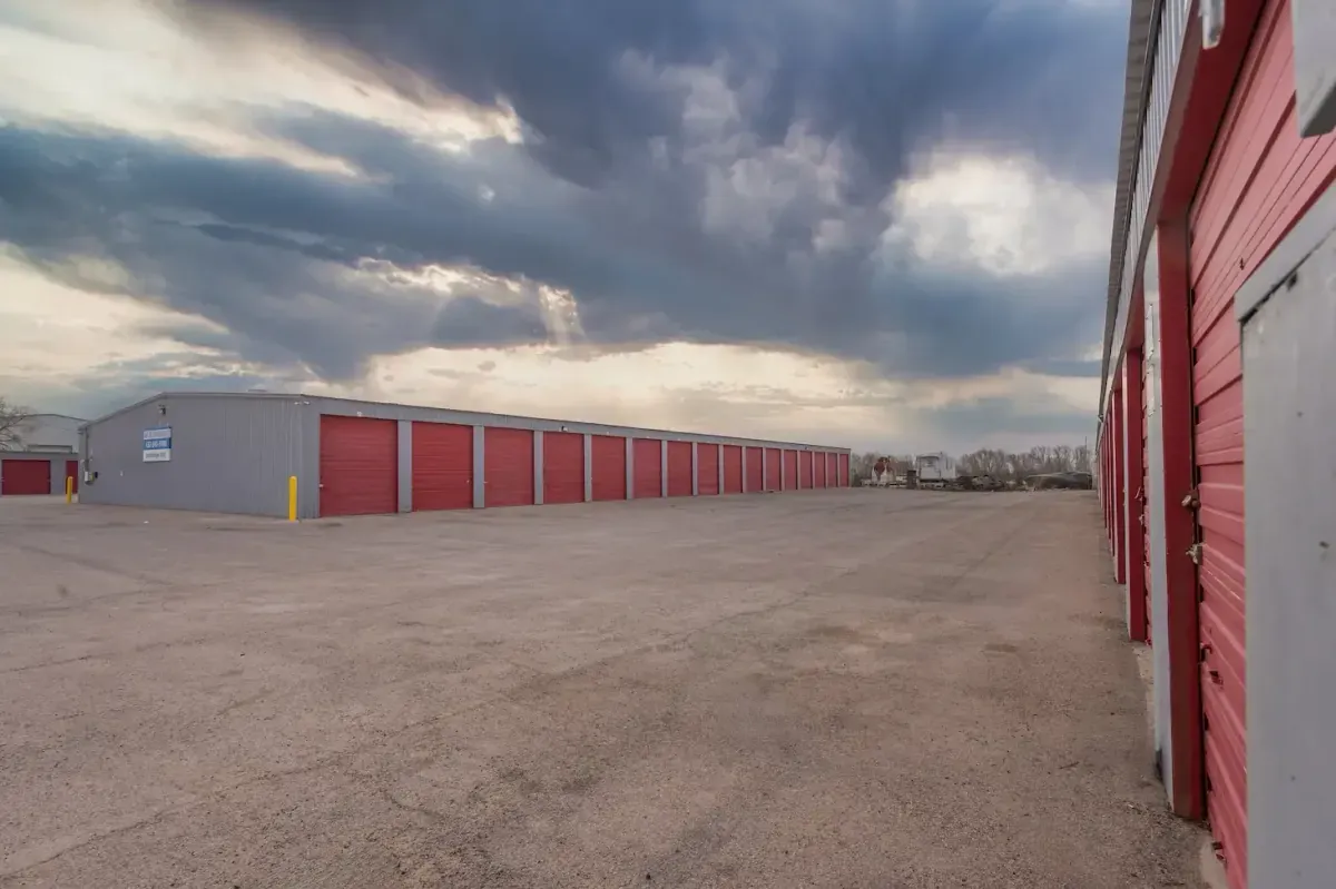 storage units along paved road