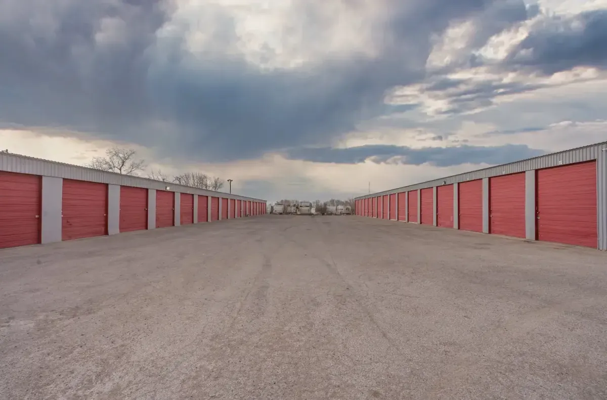 storage units along paved road