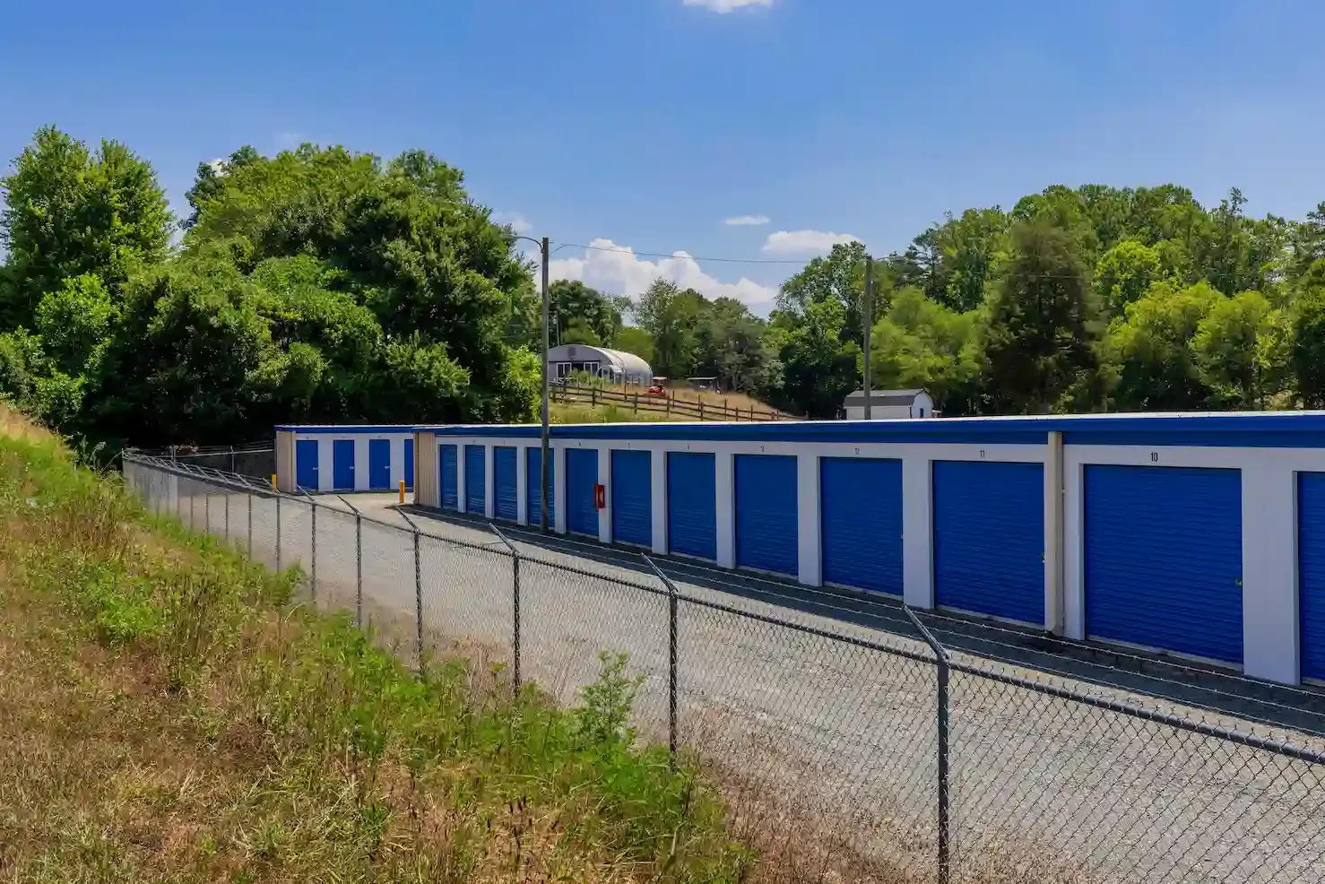 storage units behind fence