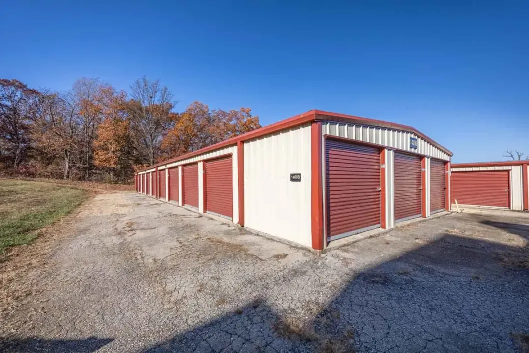 Corner of a storage unit building.