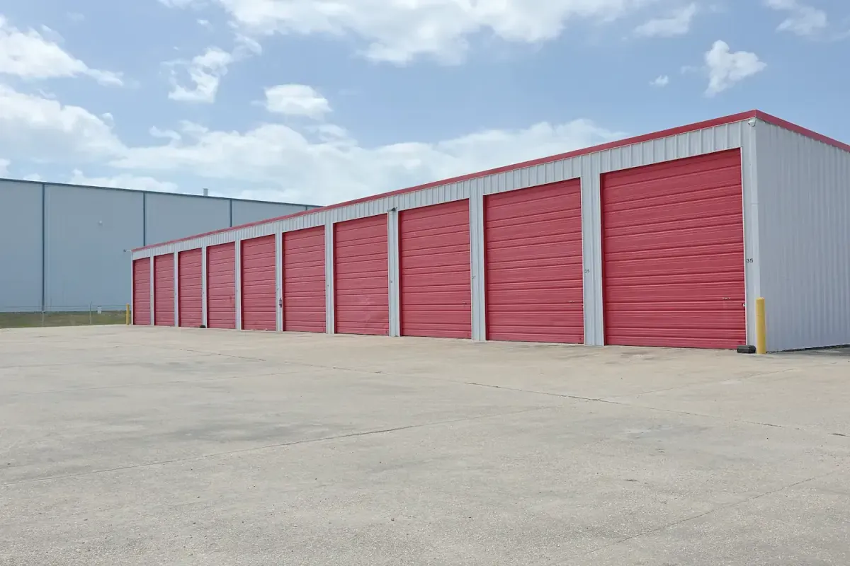 A tall block of storage units.