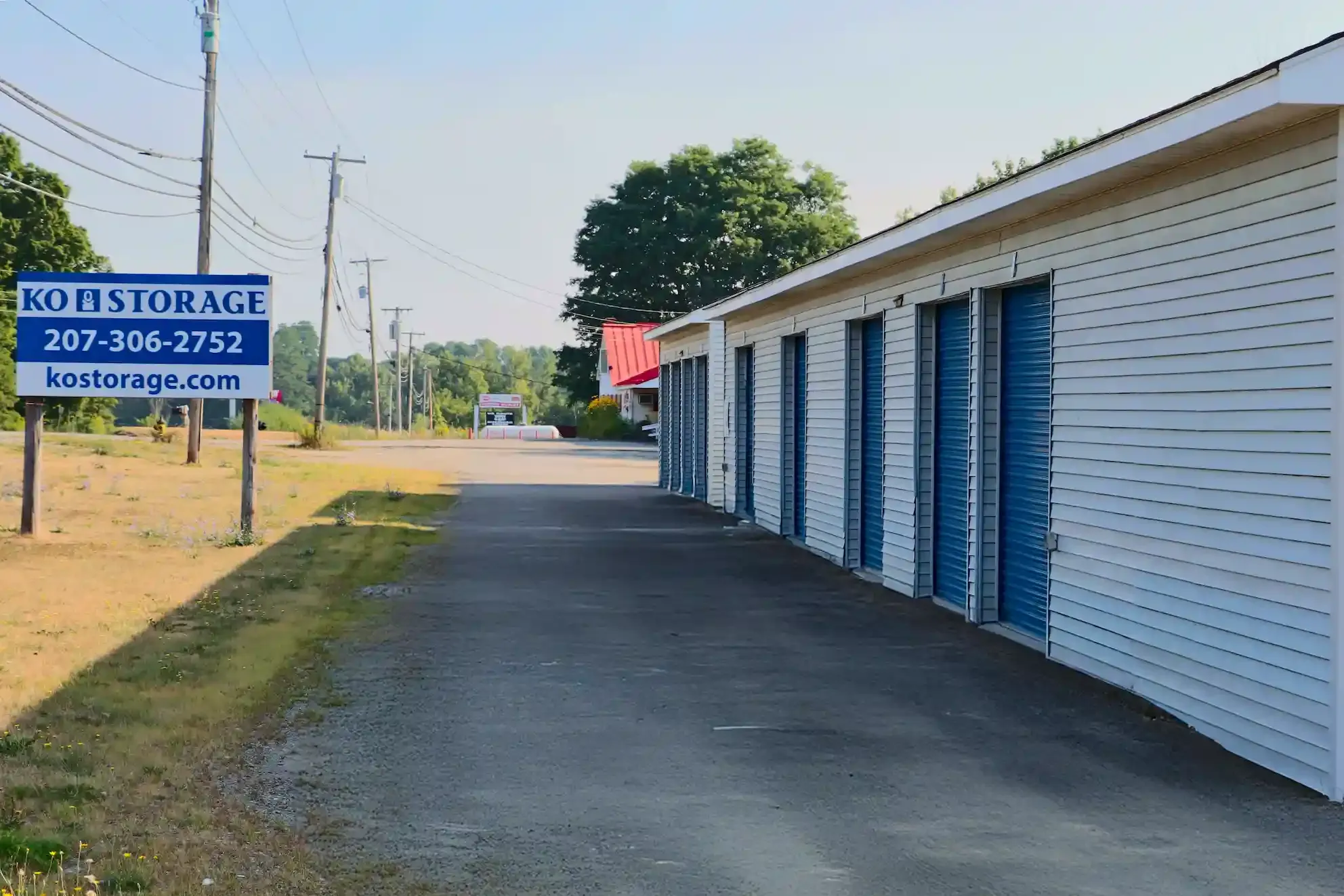 An exterior row of storage units.
