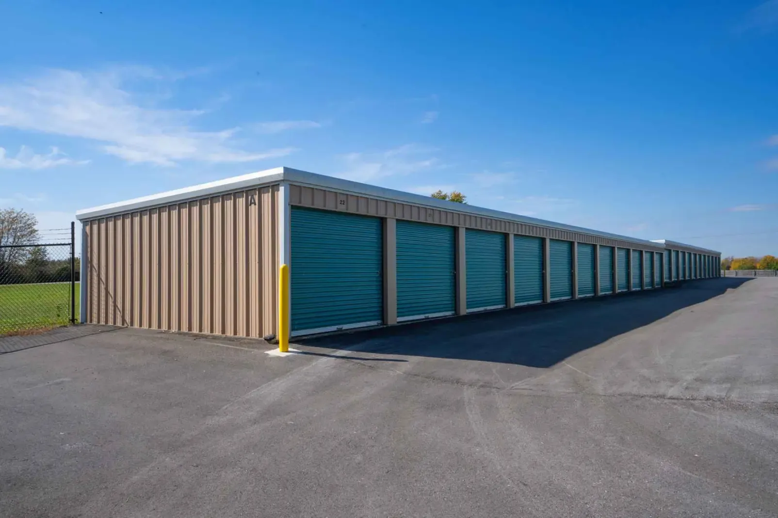 A row of storage units.
