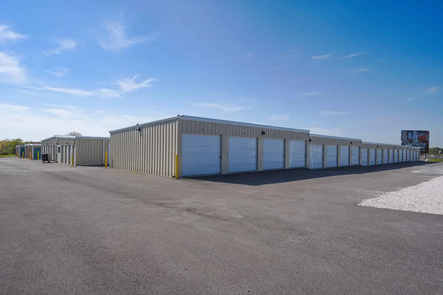 A row of different-sized storage units.