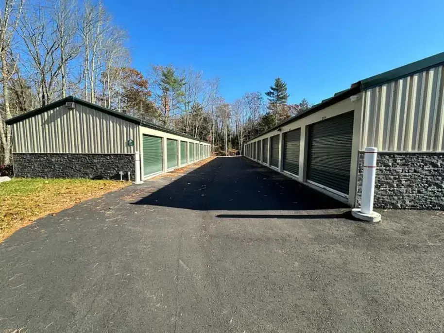 An aisle of storage units.
