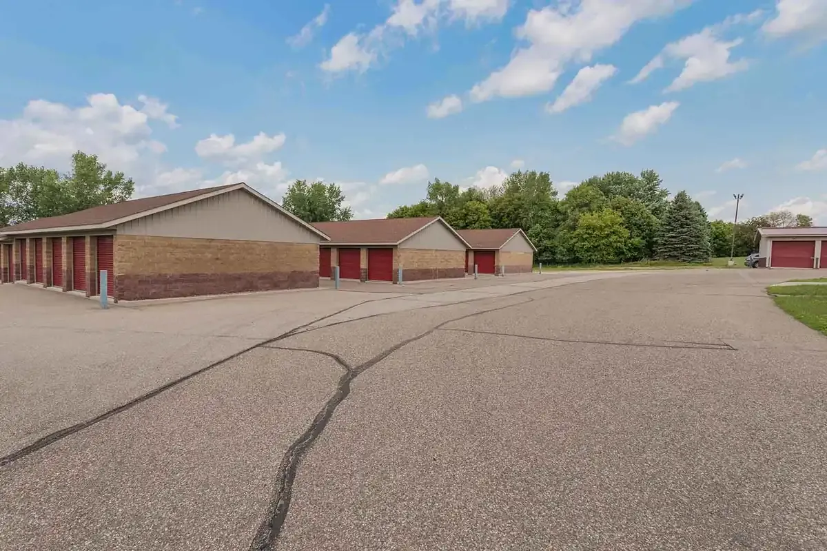 Three storage unit buildings.