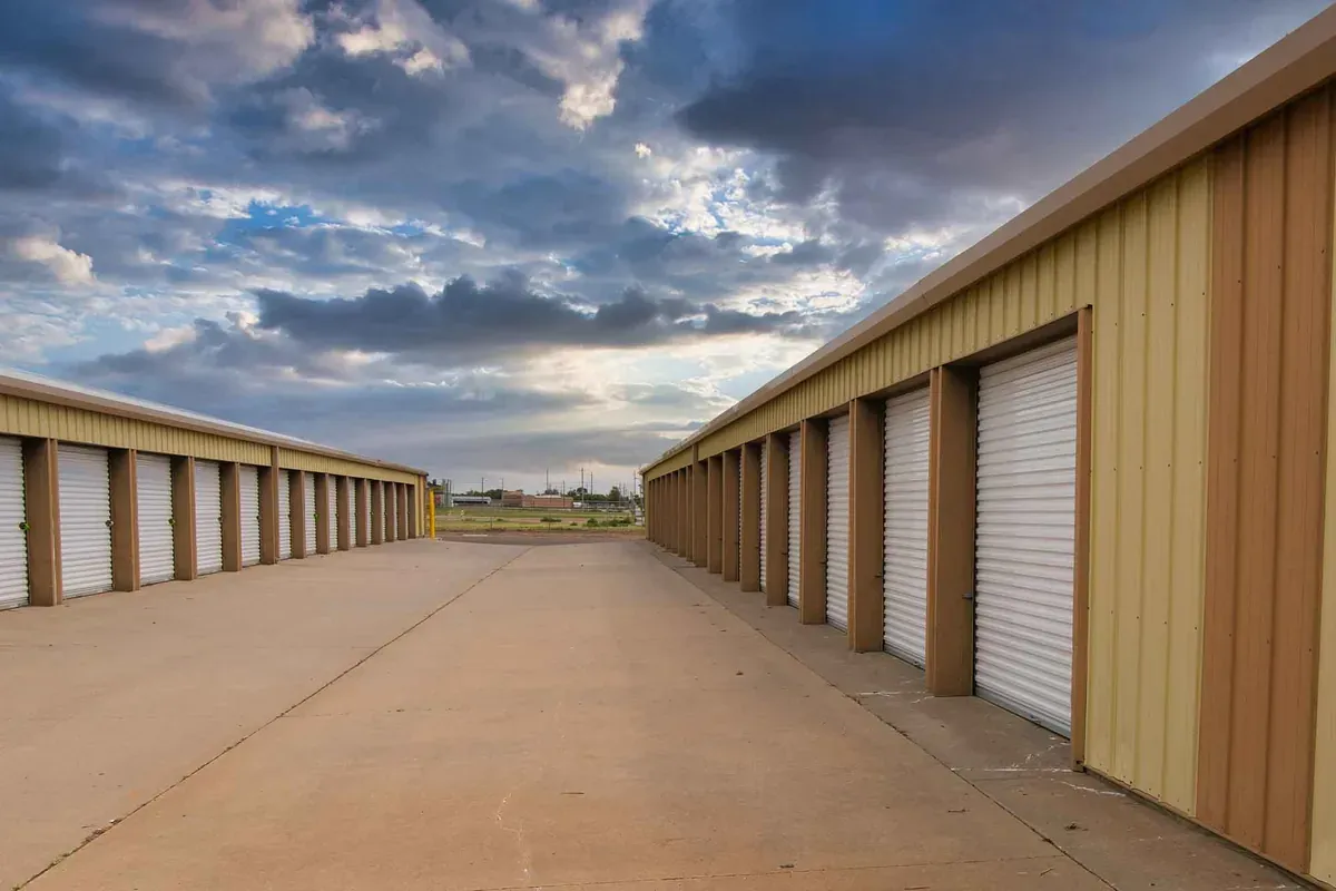 Rows of storage units at Liberal facility.