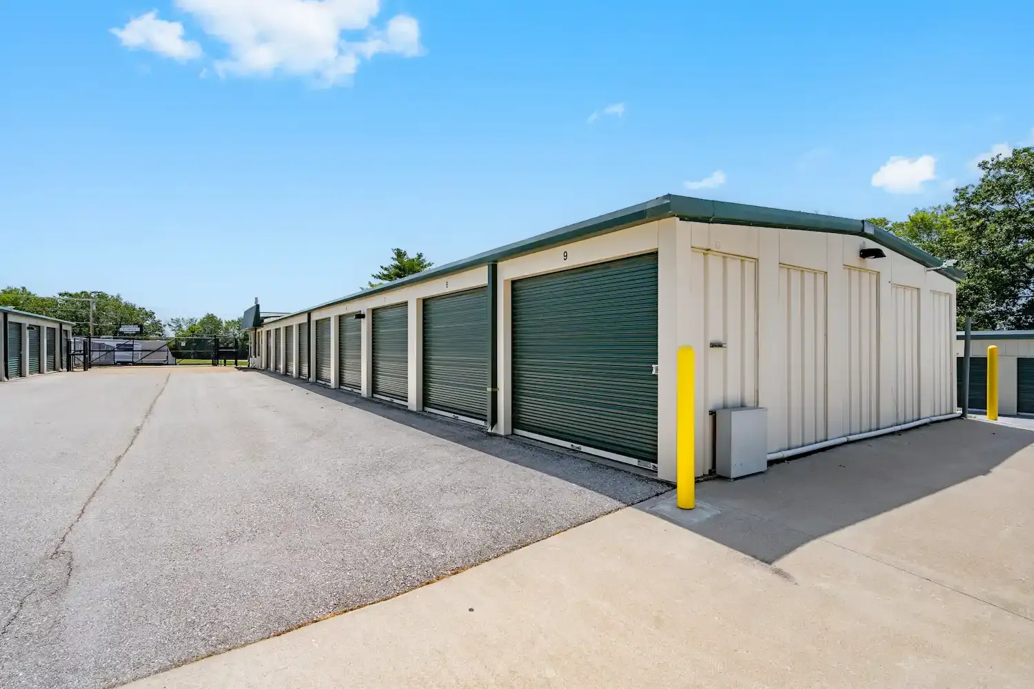 A row of storage units.