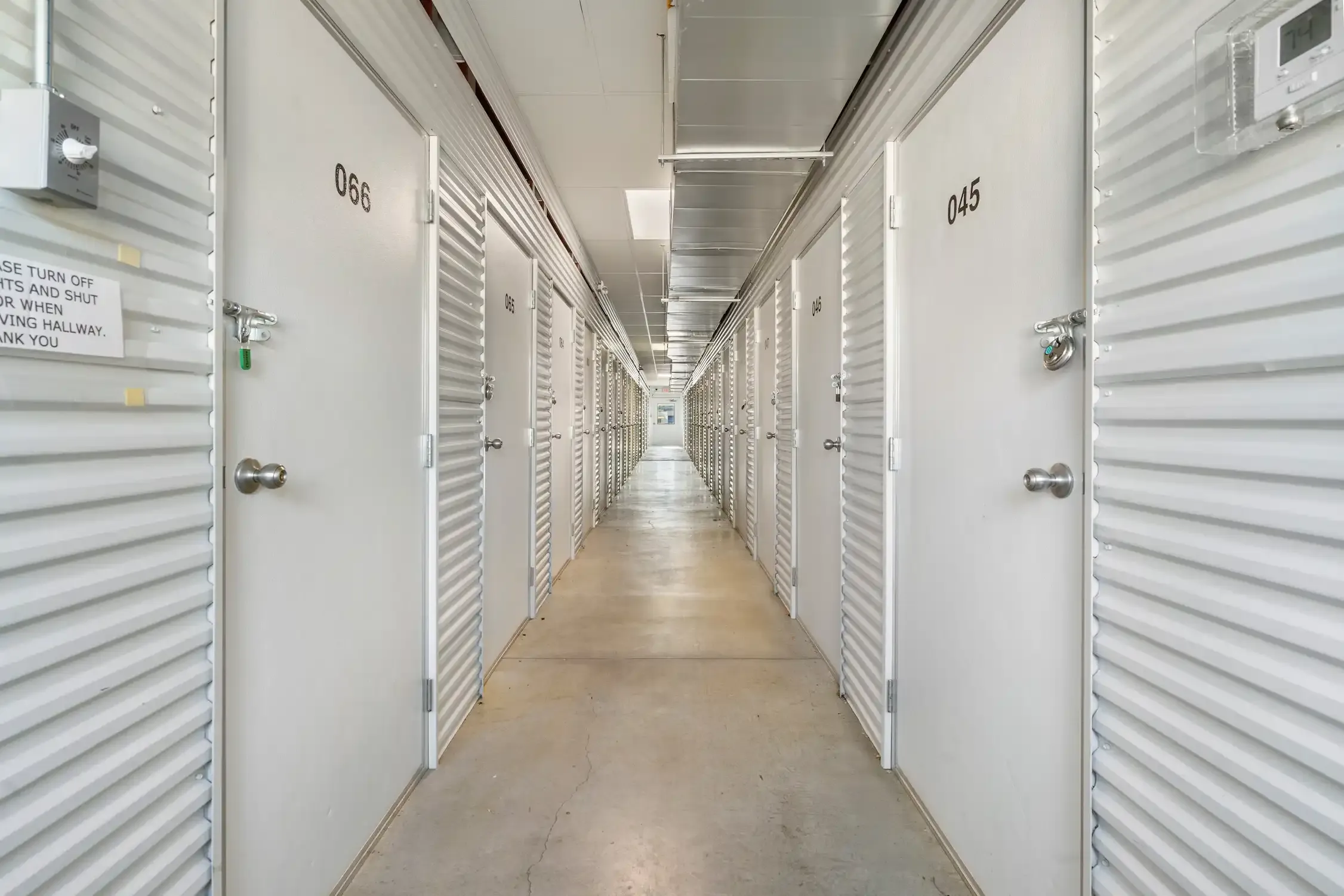 An interior hallway of units.