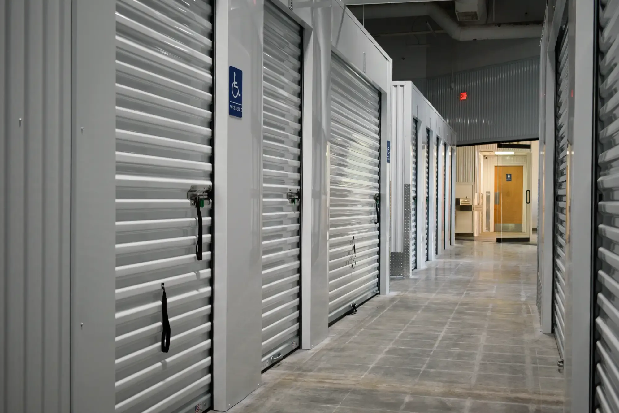 A row of inside storage units.