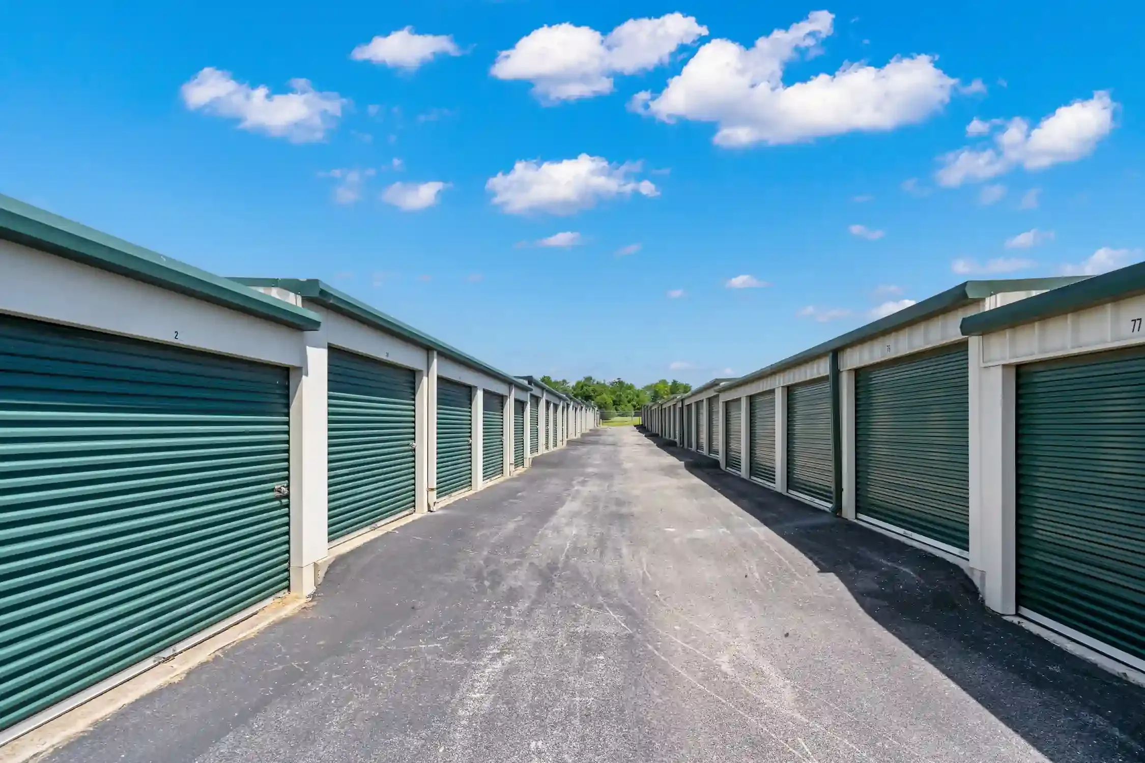 An aisle of storage units.
